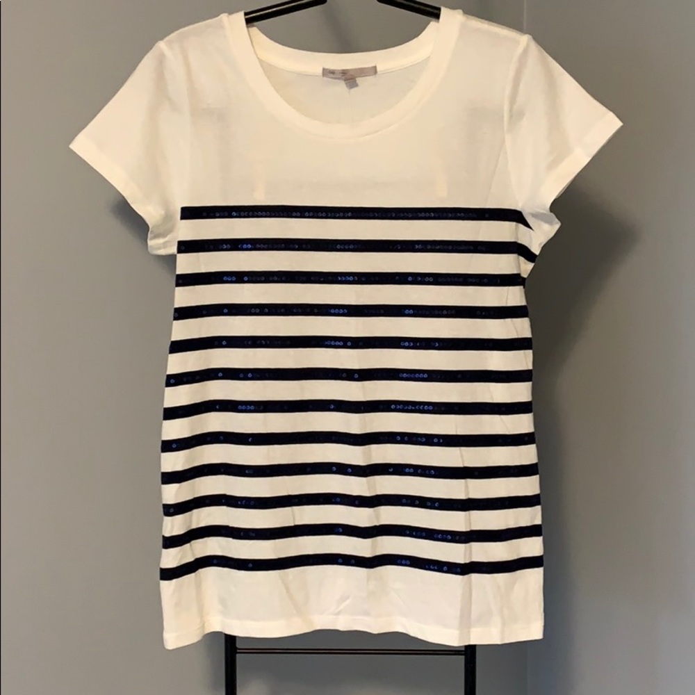 NWT - Gap Top White with Navy Stripes